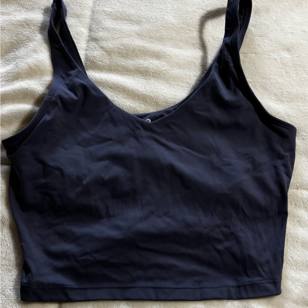 athletic cropped tank top navy blue
